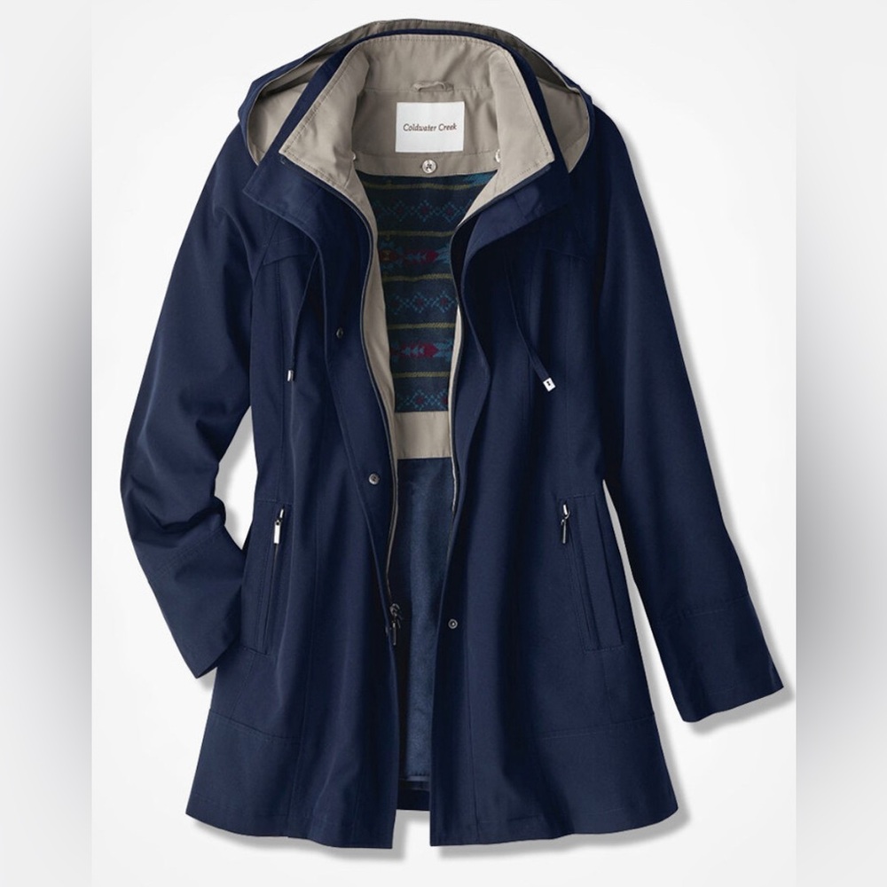 Coldwater Creek Navy Hooded Jacket